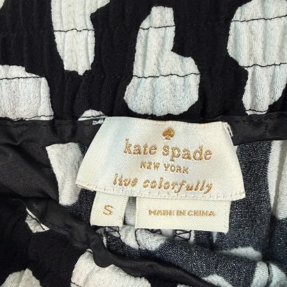 Kate Spade Black White Dancing Hearts‎ Ria Pants Pull On Size Small